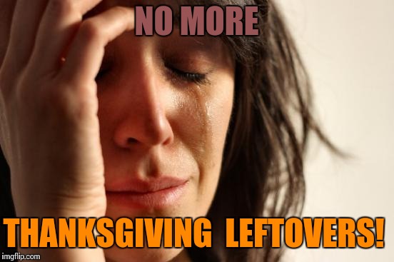 First World Problems Meme | NO MORE; THANKSGIVING  LEFTOVERS! | image tagged in memes,first world problems,thanksgiving dinner,leftovers,what are those | made w/ Imgflip meme maker