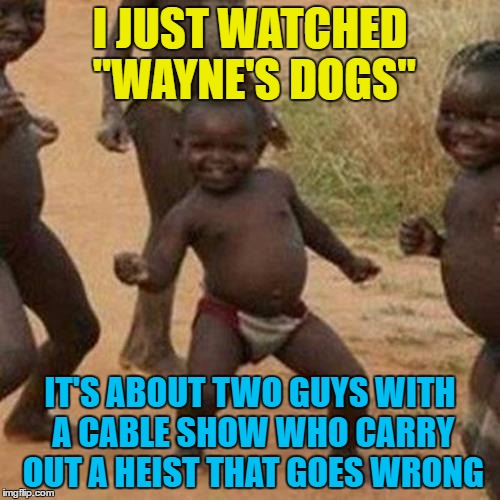 Feel free to submit your own movie mash ups :) | I JUST WATCHED "WAYNE'S DOGS"; IT'S ABOUT TWO GUYS WITH A CABLE SHOW WHO CARRY OUT A HEIST THAT GOES WRONG | image tagged in memes,third world success kid,movie mash up,wayne's world,reservoir dogs,movies | made w/ Imgflip meme maker