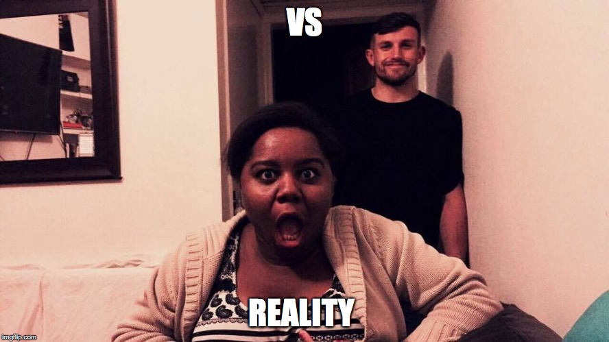 VS; REALITY | image tagged in model | made w/ Imgflip meme maker