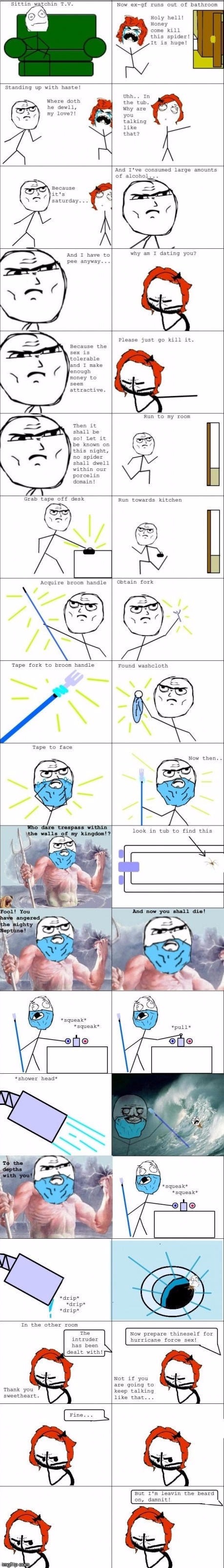 image tagged in rage comics,spider,poseidon | made w/ Imgflip meme maker
