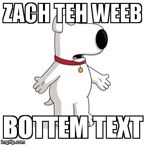 Family Guy Brian Meme | ZACH TEH WEEB; BOTTEM TEXT | image tagged in memes,family guy brian | made w/ Imgflip meme maker