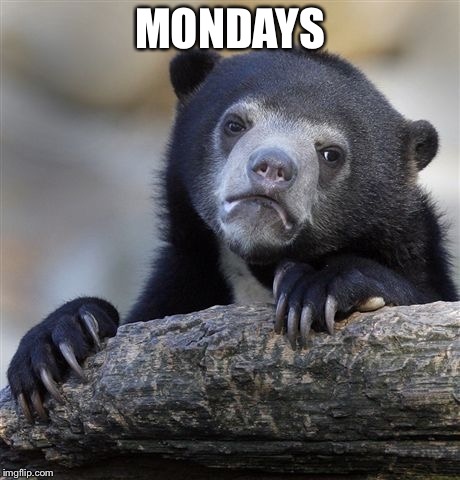 Confession Bear Meme | MONDAYS | image tagged in memes,confession bear | made w/ Imgflip meme maker