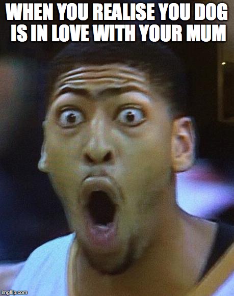 Shocked Face | WHEN YOU REALISE YOU DOG IS IN LOVE WITH YOUR MUM | image tagged in shocked face | made w/ Imgflip meme maker