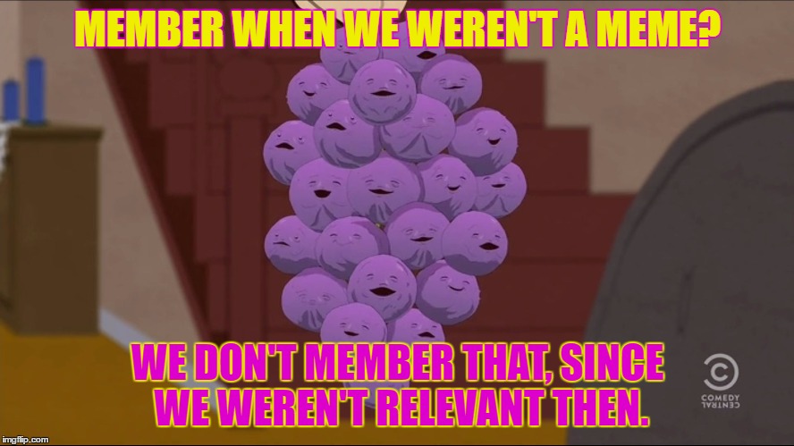 Member Berries | MEMBER WHEN WE WEREN'T A MEME? WE DON'T MEMBER THAT, SINCE WE WEREN'T RELEVANT THEN. | image tagged in memes,member berries | made w/ Imgflip meme maker