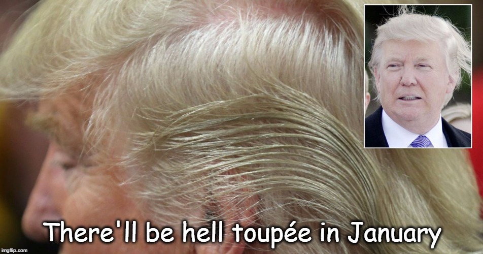 There'll be hell toupée in January | image tagged in donald trump | made w/ Imgflip meme maker