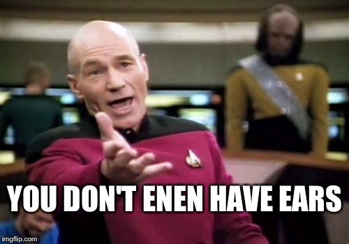 Picard Wtf Meme | YOU DON'T ENEN HAVE EARS | image tagged in memes,picard wtf | made w/ Imgflip meme maker