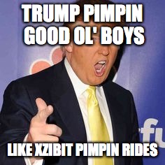  TRUMP PIMPIN GOOD OL' BOYS; LIKE XZIBIT PIMPIN RIDES | image tagged in donald trump | made w/ Imgflip meme maker