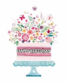 Happy Birthday cake  & flowers |  HAPPY BIRTHDAY | image tagged in birthday | made w/ Imgflip meme maker