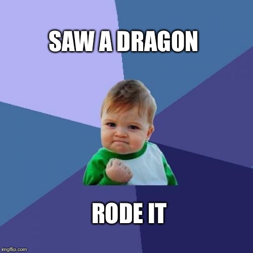 Success Kid Meme | SAW A DRAGON; RODE IT | image tagged in memes,success kid | made w/ Imgflip meme maker