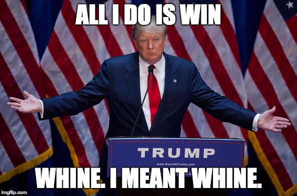 Donald Trump | ALL I DO IS WIN; WHINE. I MEANT WHINE. | image tagged in donald trump | made w/ Imgflip meme maker