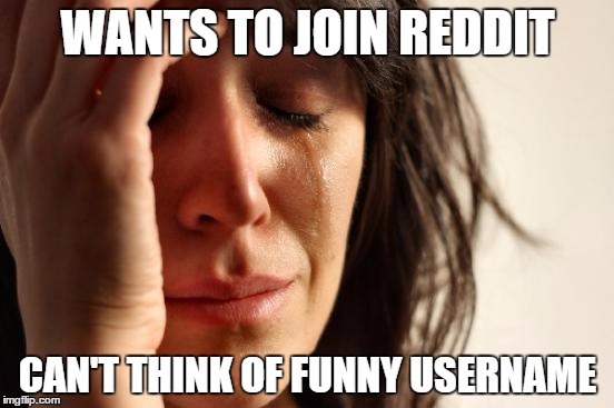 to all users | WANTS TO JOIN REDDIT; CAN'T THINK OF FUNNY USERNAME | image tagged in memes | made w/ Imgflip meme maker