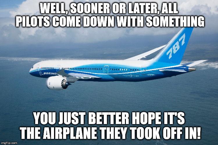 WELL, SOONER OR LATER, ALL PILOTS COME DOWN WITH SOMETHING YOU JUST BETTER HOPE IT'S THE AIRPLANE THEY TOOK OFF IN! | made w/ Imgflip meme maker