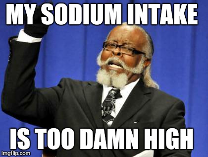 But it tastes so good. .. | MY SODIUM INTAKE; IS TOO DAMN HIGH | image tagged in memes,too damn high,salt,first world problems | made w/ Imgflip meme maker