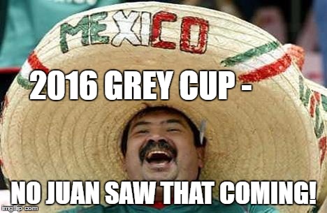 Juan | 2016 GREY CUP -; NO JUAN SAW THAT COMING! | image tagged in juan | made w/ Imgflip meme maker