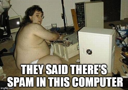 Computer Nerd Guy | THEY SAID THERE'S SPAM IN THIS COMPUTER | image tagged in computer nerd guy | made w/ Imgflip meme maker