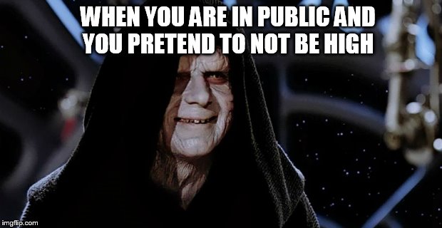 starwars emperor | WHEN YOU ARE IN PUBLIC AND YOU PRETEND TO NOT BE HIGH | image tagged in starwars emperor | made w/ Imgflip meme maker