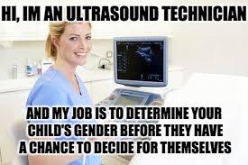 Ultrasound Technician | HI, IM AN ULTRASOUND TECHNICIAN; AND MY JOB IS TO DETERMINE YOUR CHILD'S GENDER BEFORE THEY HAVE A CHANCE TO DECIDE FOR THEMSELVES | image tagged in ultrasound technician | made w/ Imgflip meme maker