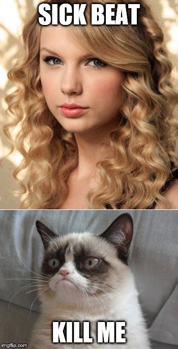 Grumpy Cat says "no" to Taylor Swift as NYC Global Welcome Ambas | SICK BEAT; KILL ME | image tagged in grumpy cat says no to taylor swift as nyc global welcome ambas | made w/ Imgflip meme maker
