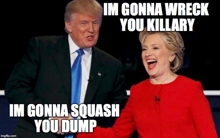 IM GONNA WRECK YOU KILLARY; IM GONNA SQUASH YOU DUMP | image tagged in im going to | made w/ Imgflip meme maker