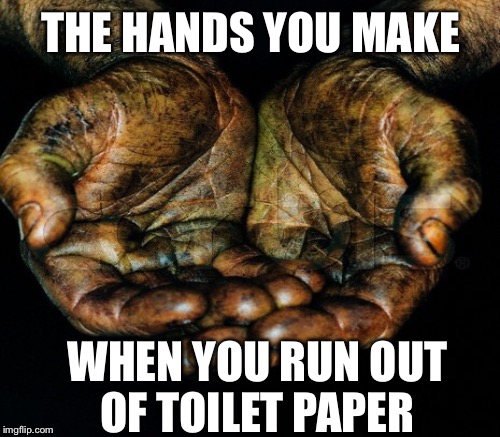 THE HANDS YOU MAKE WHEN YOU RUN OUT OF TOILET PAPER | made w/ Imgflip meme maker