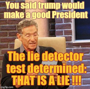Maury Lie Detector Meme | You said trump would make a good President The lie detector test determined: THAT IS A LIE !!! | image tagged in memes,maury lie detector | made w/ Imgflip meme maker