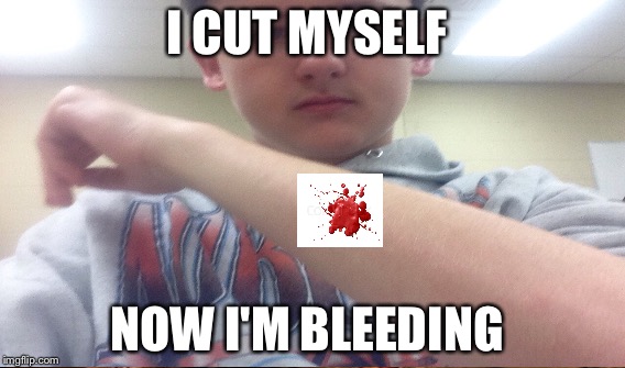 I CUT MYSELF NOW I'M BLEEDING | made w/ Imgflip meme maker