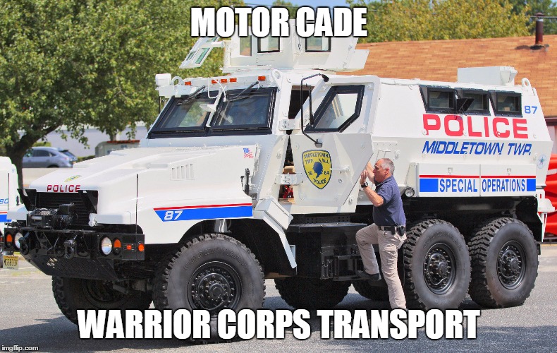 MOTOR CADE; WARRIOR CORPS TRANSPORT | image tagged in warrior corps motor cade / militia limo | made w/ Imgflip meme maker