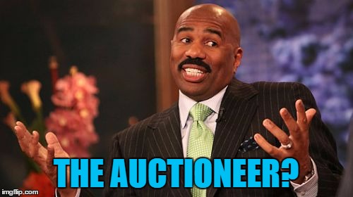 Steve Harvey Meme | THE AUCTIONEER? | image tagged in memes,steve harvey | made w/ Imgflip meme maker
