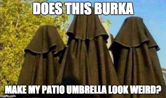 DOES THIS BURKA MAKE MY PATIO UMBRELLA LOOK WEIRD? | made w/ Imgflip meme maker