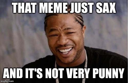 Yo Dawg Heard You Meme | THAT MEME JUST SAX AND IT'S NOT VERY PUNNY | image tagged in memes,yo dawg heard you | made w/ Imgflip meme maker