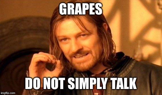 One Does Not Simply Meme | GRAPES DO NOT SIMPLY TALK | image tagged in memes,one does not simply | made w/ Imgflip meme maker