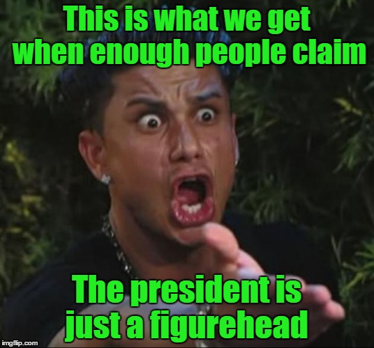 DJ Pauly D | This is what we get when enough people claim; The president is just a figurehead | image tagged in memes,dj pauly d | made w/ Imgflip meme maker