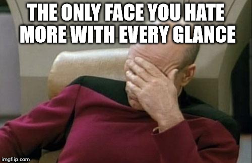 Captain Picard Facepalm Meme | THE ONLY FACE YOU HATE MORE WITH EVERY GLANCE | image tagged in memes,captain picard facepalm | made w/ Imgflip meme maker