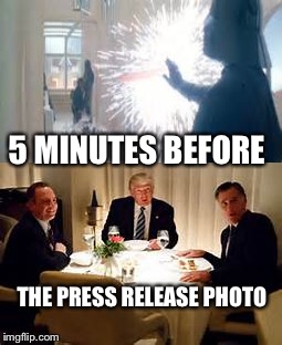 Use the Trump Romney  | 5 MINUTES BEFORE; THE PRESS RELEASE PHOTO | image tagged in memes,donald trump,mitt romney | made w/ Imgflip meme maker