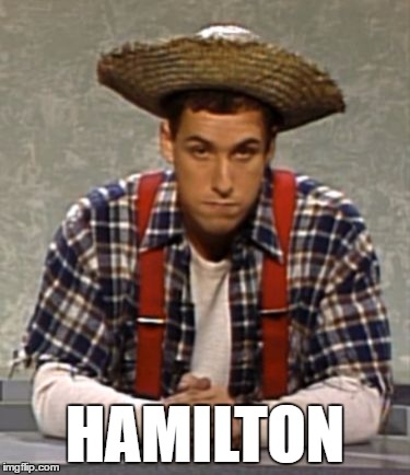 What's your favorite musical? |  HAMILTON | image tagged in adam sandler cajun man,hamilton | made w/ Imgflip meme maker