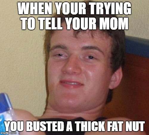 10 Guy | WHEN YOUR TRYING TO TELL YOUR MOM; YOU BUSTED A THICK FAT NUT | image tagged in memes,10 guy | made w/ Imgflip meme maker