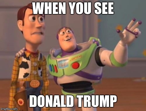 X, X Everywhere Meme | WHEN YOU SEE; DONALD TRUMP | image tagged in memes,x x everywhere | made w/ Imgflip meme maker