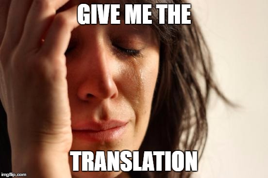 First World Problems Meme | GIVE ME THE TRANSLATION | image tagged in memes,first world problems | made w/ Imgflip meme maker