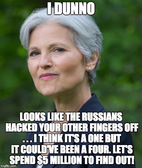 I DUNNO LOOKS LIKE THE RUSSIANS HACKED YOUR OTHER FINGERS OFF . . . I THINK IT'S A ONE BUT IT COULD'VE BEEN A FOUR. LET'S SPEND $5 MILLION T | made w/ Imgflip meme maker
