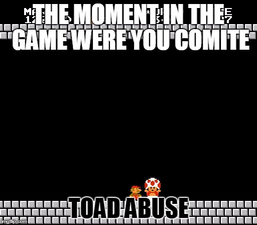 Thank You Mario | THE MOMENT IN THE GAME WERE YOU COMITE; TOAD ABUSE | image tagged in thank you mario | made w/ Imgflip meme maker