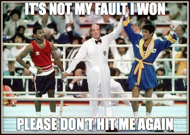 IT'S NOT MY FAULT I WON; PLEASE DON'T HIT ME AGAIN | made w/ Imgflip meme maker