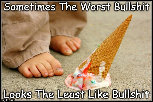 Sometimes The Worst Bullshit; Looks The Least Like Bullshit | image tagged in sweet bullshit | made w/ Imgflip meme maker