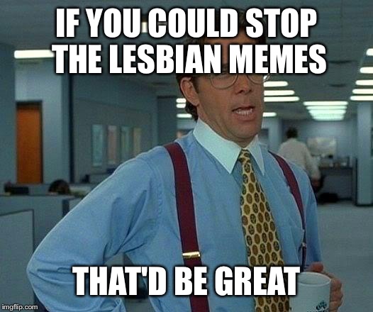 That Would Be Great Meme | IF YOU COULD STOP THE LESBIAN MEMES THAT'D BE GREAT | image tagged in memes,that would be great | made w/ Imgflip meme maker