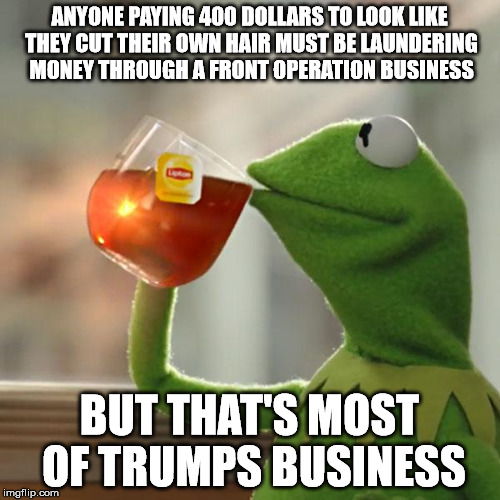 But That's None Of My Business Meme | ANYONE PAYING 400 DOLLARS TO LOOK LIKE THEY CUT THEIR OWN HAIR MUST BE LAUNDERING MONEY THROUGH A FRONT OPERATION BUSINESS BUT THAT'S MOST O | image tagged in memes,but thats none of my business,kermit the frog | made w/ Imgflip meme maker