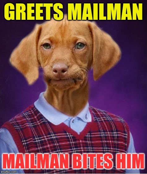 GREETS MAILMAN MAILMAN BITES HIM | made w/ Imgflip meme maker