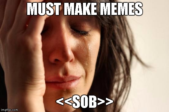 First World Problems | MUST MAKE MEMES; <<SOB>> | image tagged in memes,first world problems | made w/ Imgflip meme maker