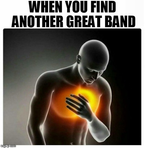 New band | WHEN YOU FIND ANOTHER GREAT BAND | image tagged in rock,metal,music,bands | made w/ Imgflip meme maker