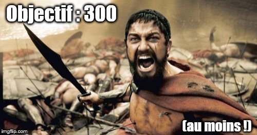 Sparta Leonidas Meme | Objectif : 300; (au moins !) | image tagged in memes,sparta leonidas | made w/ Imgflip meme maker