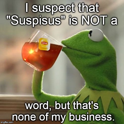 But That's None Of My Business Meme | I suspect that "Suspisus" is NOT a word, but that's none of my business. | image tagged in memes,but thats none of my business,kermit the frog | made w/ Imgflip meme maker