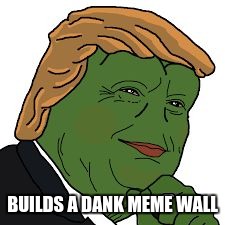Pepe Trump | BUILDS A DANK MEME WALL | image tagged in pepe trump | made w/ Imgflip meme maker